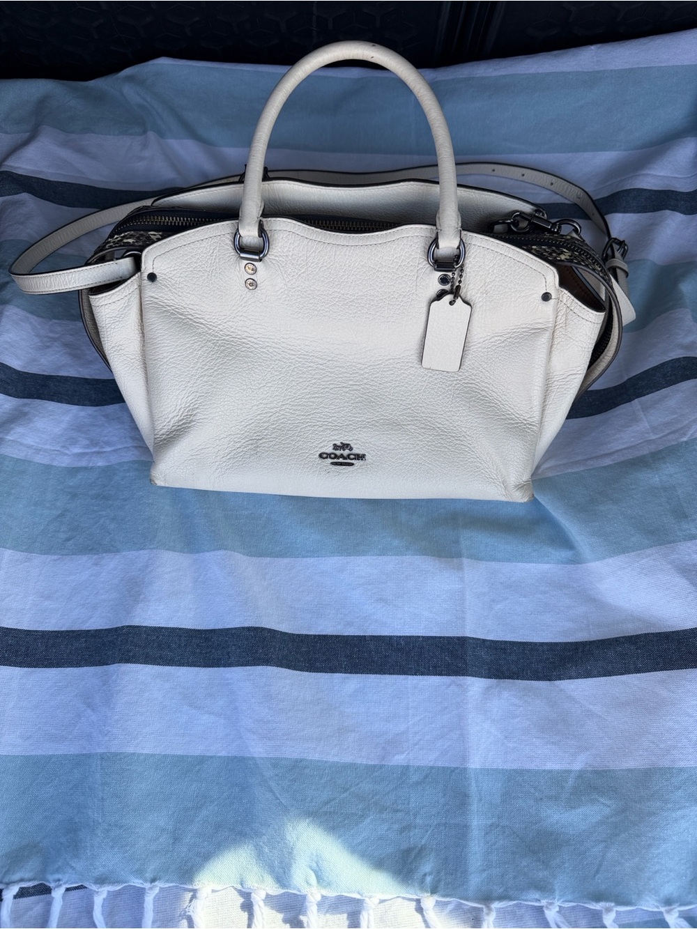 Coach Chalk Pebbled Leather Satchel with Removable Strap - Picture 4 of 17